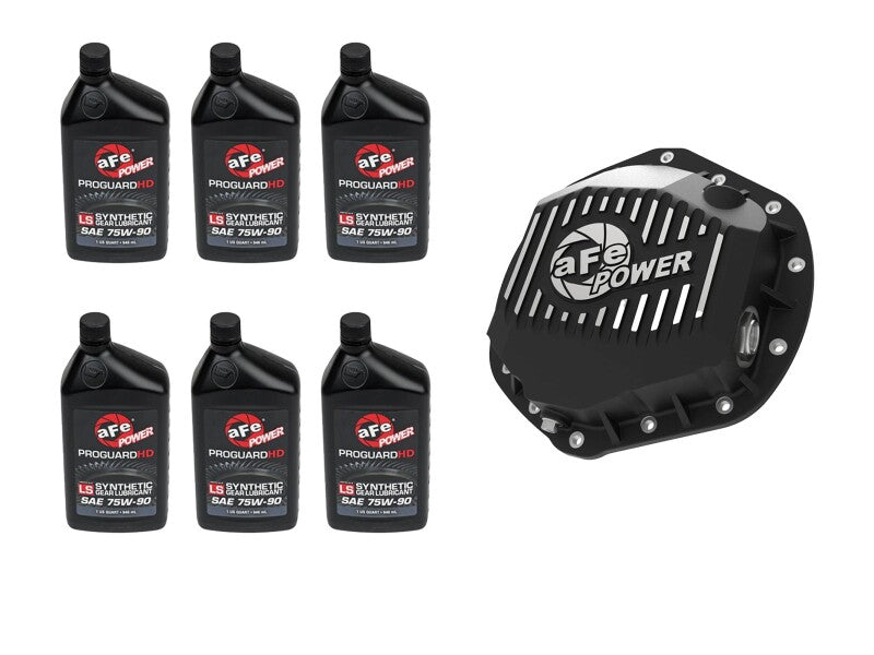 aFe Power Front/Rear Diff Cover Kit w/ Oil 01-10 GM Diesel Trucks V8 (AAM 9.25 & AAM 11.5-14) - 46-7706AB