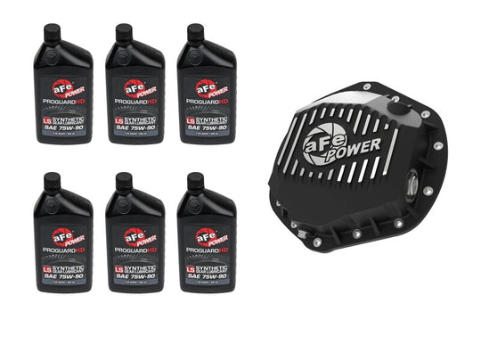 aFe Power Front/Rear Diff Cover Kit w/ Oil 01-10 GM Diesel Trucks V8 (AAM 9.25 & AAM 11.5-14) - 46-7706AB