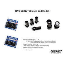 Load image into Gallery viewer, Rays 17HEX Racing Nut 12x1.5 Set L48 (Closed End) (4 PCS) - Black Chromate - W17RN12150BL48C