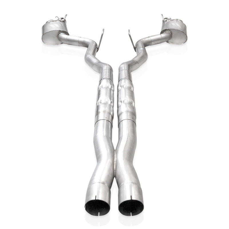 Stainless Works 2024 Mustang GT Catback Quad Tips Redline Sound X-Pipe Performance Connect Exhaust - M24QUADXPCR