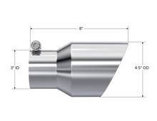 Load image into Gallery viewer, MBRP Universal Tip 4.5in O.D. Dual Wall Angled 3in inlet 8in length T304 - T5151