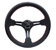 Load image into Gallery viewer, NRG Reinforced Steering Wheel (350mm / 3in. Deep) Black Leather/Red Stitch &amp; Blk 3-Spoke w/Slits - RST-018R-RS