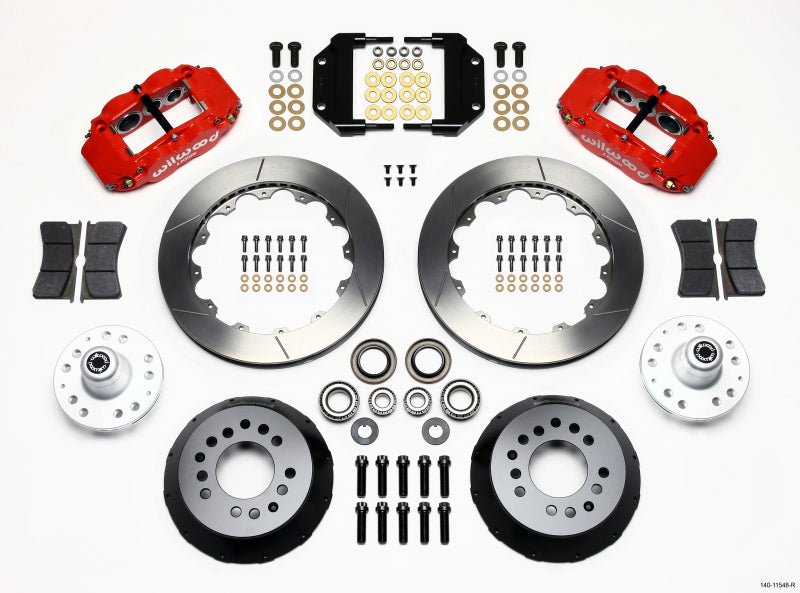 Wilwood Narrow Superlite 6R Front Hub Kit 12.88in Red Magnum Force Drop Spindle - 140-11548-R