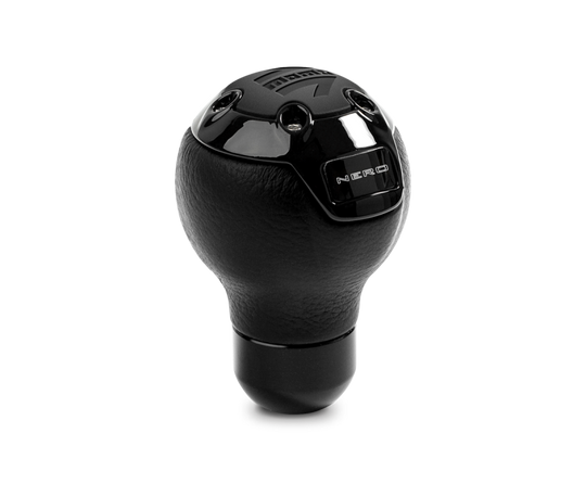 Momo Nero Shift Knob - Tall Black Leather, Black Chrome Insert - NERBK1