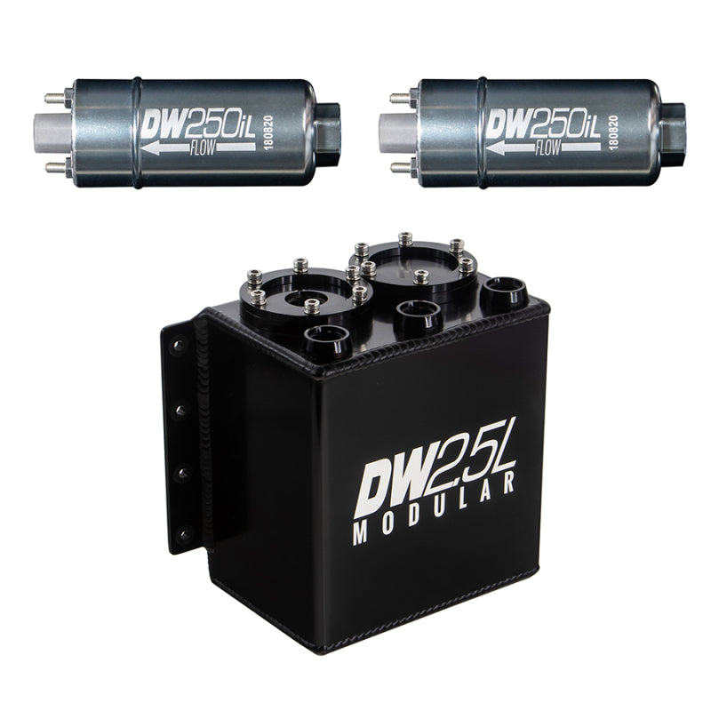 DeatschWerks 2.5L Modular Surge Tank (Incl. 2 DW250iL In-Line Fuel Pump) - 6-252-25ST
