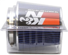 Load image into Gallery viewer, K&amp;N Universal Air Filter Chrome Round Tapered Blue - 4in Flange ID x 1.125in Flange Length x 5.5in H - RG-1001BL