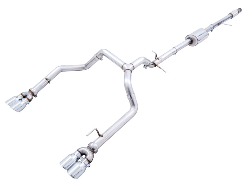 AWE Tuning 4th Gen GM 1500 5.3L 0FG Cat-Back Split Rear Exit (w/ Bumper Cutouts) - Quad Chrome Tips - 3015-42201