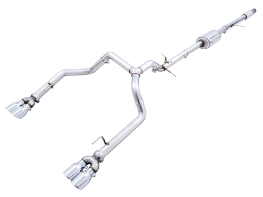 AWE Tuning 4th Gen GM 1500 5.3L 0FG Cat-Back Split Rear Exit (w/ Bumper Cutouts) - Quad Chrome Tips - 3015-42201
