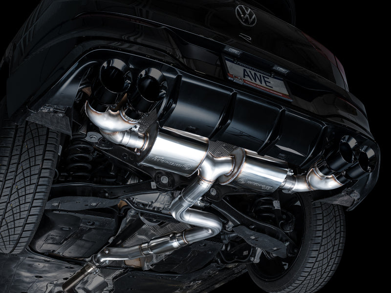 AWE Tuning MK8 Volkswagen Golf R 3in Touring Edition Quad Exhaust - Diamond Black Tips - 3015-43658