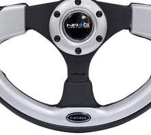 Load image into Gallery viewer, NRG Reinforced Steering Wheel (320mm) Blk w/Silver Trim &amp; 5mm 3-Spoke - RST-001SL