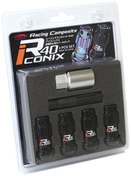 Project Kics 12X1.50 R40 Iconix Black Lug Nut Lock Set - 4 - WYIF41KK