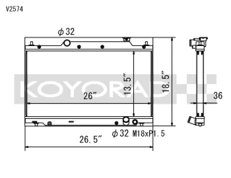 Koyo 02-05 Honda Civic Si 2.0L EP3 (MT) Radiator - V2574