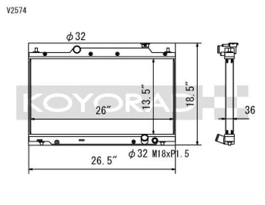 Koyo 02-05 Honda Civic Si 2.0L EP3 (MT) Radiator - V2574