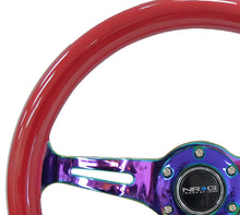 Load image into Gallery viewer, NRG Classic Wood Grain Steering Wheel (350mm) Red Grip w/Neochrome 3-Spoke Center - ST-015MC-RD