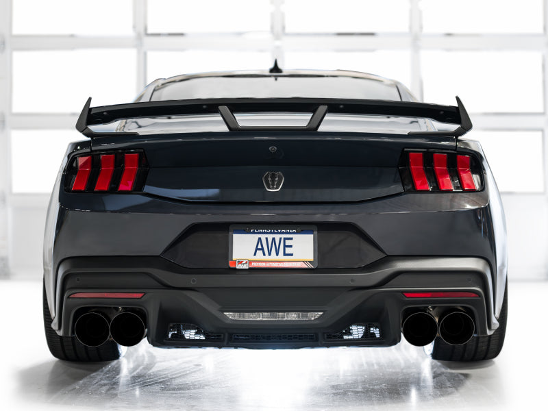 AWE 2024 Ford Mustang Dark Horse S650 RWD Track Edition Cat-Back Exhaust w/ Quad Diamond Black Tips - 3020-43375