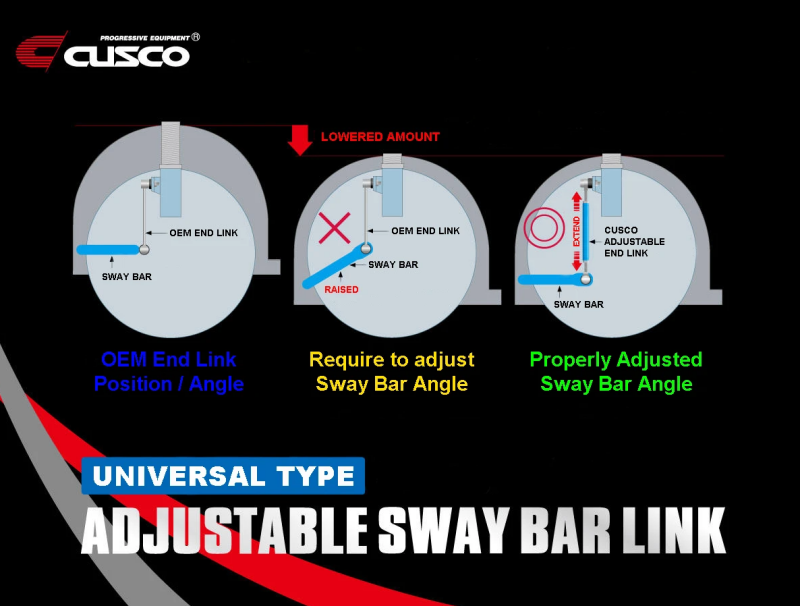 Cusco Universal Adjustable Front Sway Bar End Link Set(345mm-375mm) - 00B 318 A34