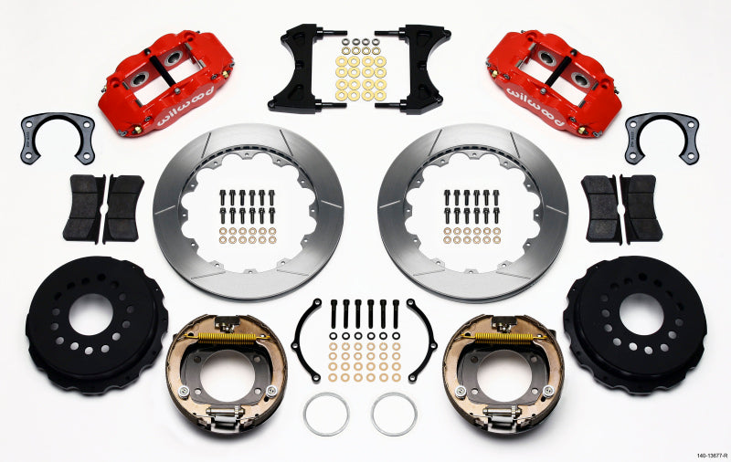 Wilwood Narrow Superlite 4R Rear P-Brk Kit 12.88in Red Big Ford New Style 2.50in Off Stag Mount - 140-13677-R