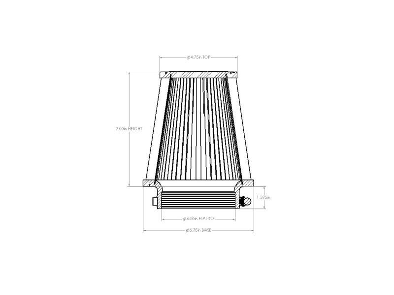 aFe POWER Universal Clamp-On Air Filter w/ D2 Dura-Dry Media - 4.5in F x 7in B x 4.75in T x 7in H - 21-45003V