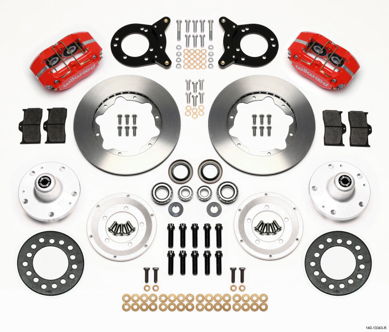 Wilwood Dynapro Dust-Boot Front Kit 11.00in Red 1965-1969 Mustang Disc & Drum Spindle - 140-13343-R