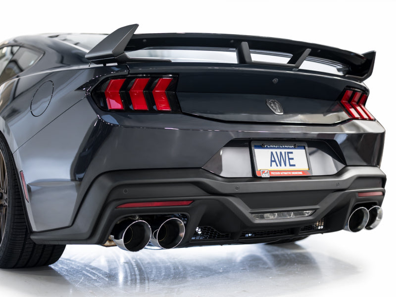 AWE 2024 Ford Mustang Dark Horse S650 RWD Track Edition Cat-Back Exhaust w/ Quad Chrome Silver Tips - 3020-42375