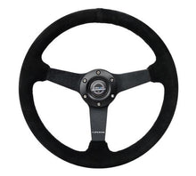 Load image into Gallery viewer, NRG Sport Steering Wheel (350mm / 1.5in Deep) Black Suede/Black Stitch w/Matte Black Solid Spokes - RST-037MB-S