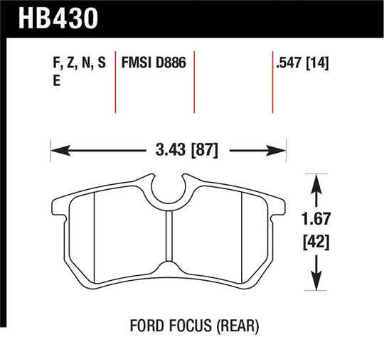 Hawk HP+ Street Brake Pads - HB430N.547