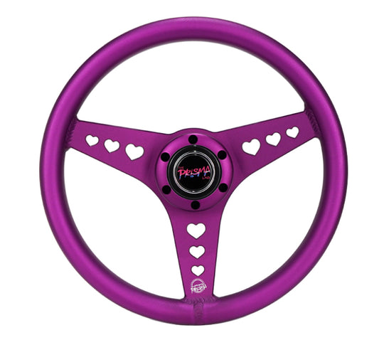 NRG All Aluminum Steering Wheel 330mm - Heart Cut Out- Ergonomic Grip- Anadized Purple - RST-073-PP