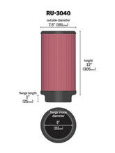 Load image into Gallery viewer, K&amp;N Universal Rubber Filter 6in ID 7.5in OD 12in H - RU-3040