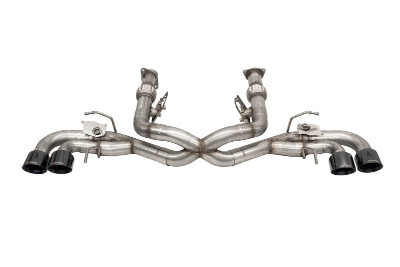 Corsa 2020-2025 Corvette C8 3in Valved Cat-Back 4.5in Blk Quad Tips - Fits Factory NPP Exhaust - 21105BLK
