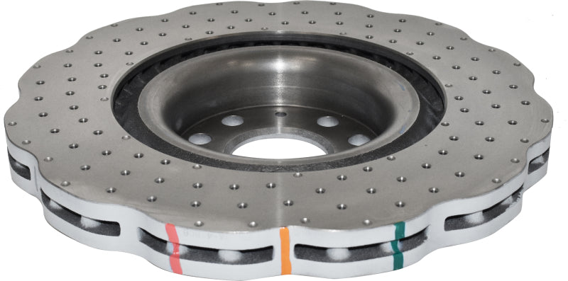 DBA 12-13 Volkswagen Golf R 2.0L Front 4000 Series Cross Drilled Rotor w/Silver Hat - DBA42808WSLVXD