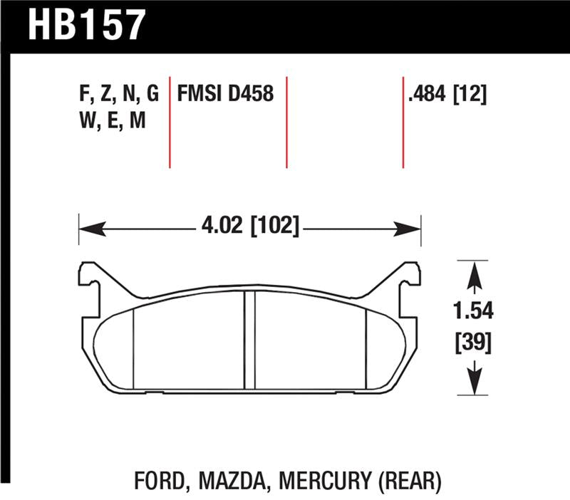 Hawk 89-93 Miata Blue 9012 Race Rear Brake Pads D458 - HB157E.484