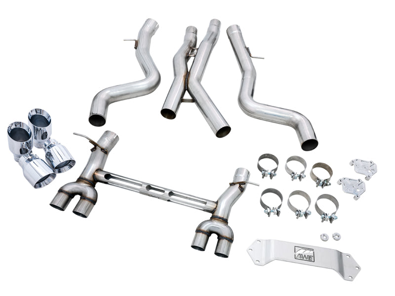 AWE Tuning BMW F8X M3/M4 Track Edition Cat-Back Exhaust - Chrome Silver Tips - 3020-42082