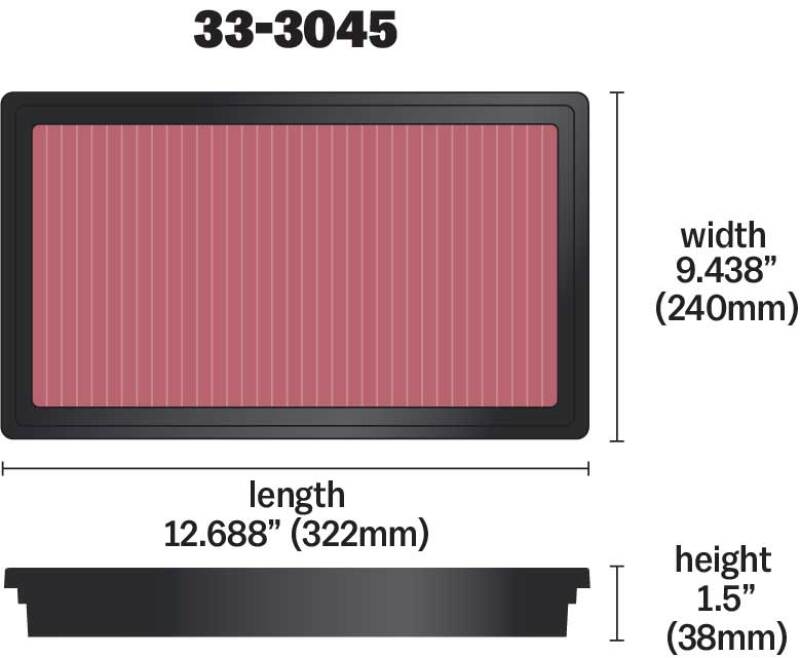 K&N 2016 TOYOTA HILUX REVO 2.8L L4 DSL Drop In Air Filter - 33-3045