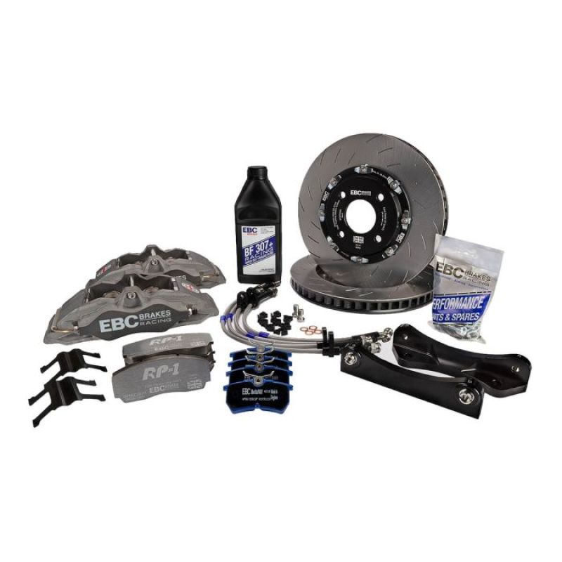EBC Racing 12-17 Ford Fiesta ST MK7 1.6L Turbo Anodized Apollo-4 Calipers 300mm Rotors Front BBK - BBK007R-1FR
