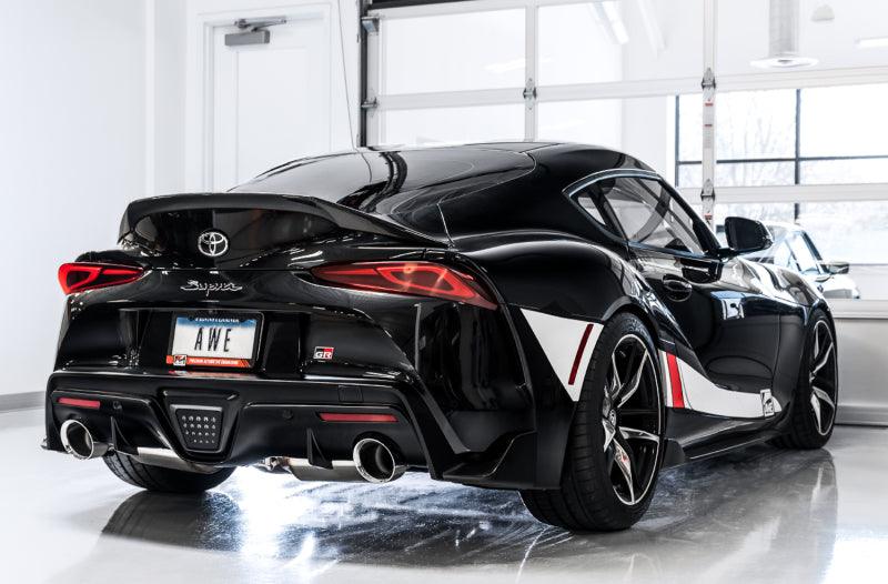AWE Tuning 2020 Toyota Supra A90 Non-Resonated Touring Edition Exhaust - 5in Chrome Silver Tips - 3020-32058