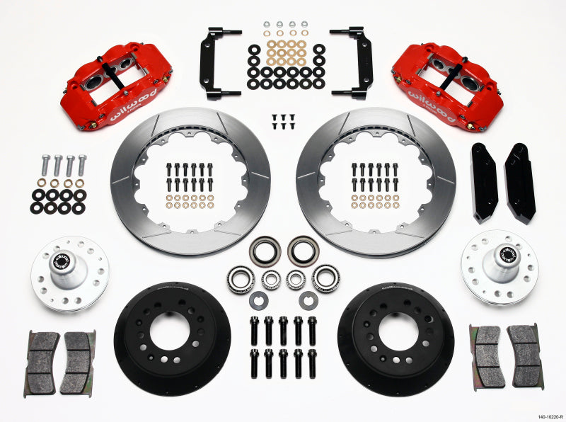 Wilwood Narrow Superlite 6R Front Hub Kit 12.88in Red 1970-1973 Mustang Disc Spindle - 140-10220-R