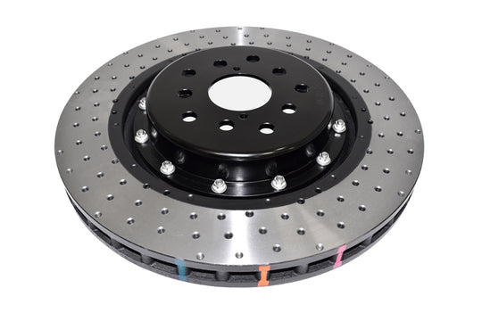 DBA 18-21 Subaru WRX STI Front 5000 Series 2-Piece Drilled Rotor w/Black Hat - DBA53050BLKXD-10