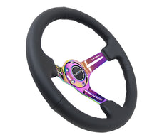 Load image into Gallery viewer, NRG Reinforced Steering Wheel (350mm / 3in. Deep) Blk Leather/Blk Stitch w/Neochrome Slits - RST-018R-MCBS