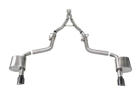 Corsa 2015-2023 Charger SRT/Hellcat/Redeye 2.75in Valved Catback DRE w/ Single 4.5in Blk PVD Tips - 21072BLK