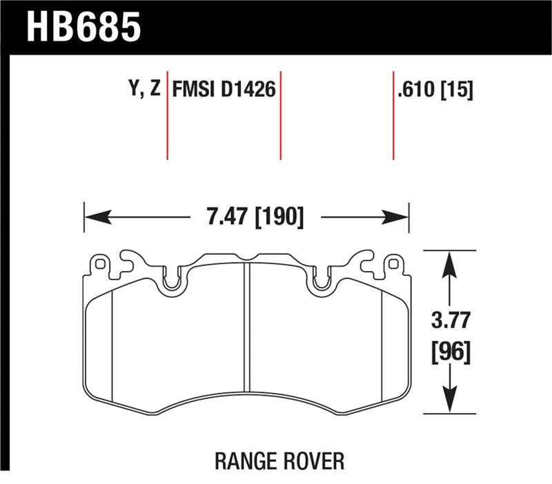 Hawk 10-11 Range Rover/Range Rover Sport Supercharged Performance Ceramic Street Front Brake Pads - HB685Z.610