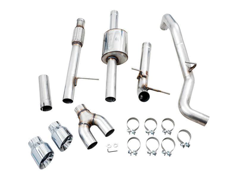 AWE Tuning 4th Gen GM 1500 5.3L 0FG Cat-Back Dual Side Exit (Flat Bumper) - Chrome Tips - 3015-22207