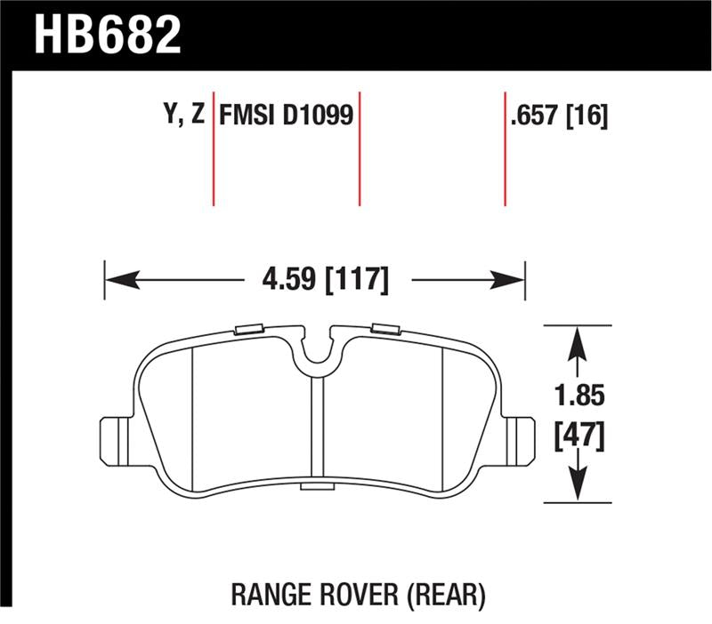 Hawk 05-09 Range Rover LR3 D1099 LTS Street Rear Brake Pads - HB682Y.657