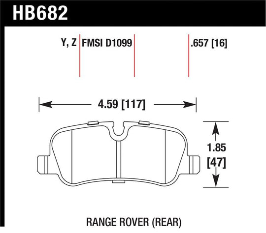 Hawk 05-09 Range Rover LR3 D1099 LTS Street Rear Brake Pads - HB682Y.657