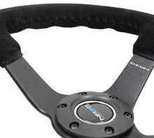 Load image into Gallery viewer, NRG Reinforced Steering Wheel (350mm / 3in. Deep) Blk Suede/Blk Bball Stitch w/5mm Matte Black Spoke - RST-036MB-S-BK