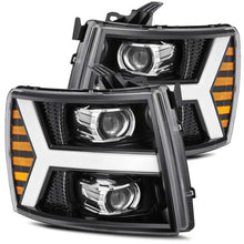Load image into Gallery viewer, AlphaRex 07-13 Chevy 1500 LUXX LED Proj Headlights Plank Style Jet Blk w/ Activ Light/Seq Signal/DRL - 880223