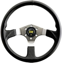 Load image into Gallery viewer, OMP Asso Flat Steering Wheel w/ 3 Steel Spokes (350mm) - Large Leather (Black) - OD0-2019-189