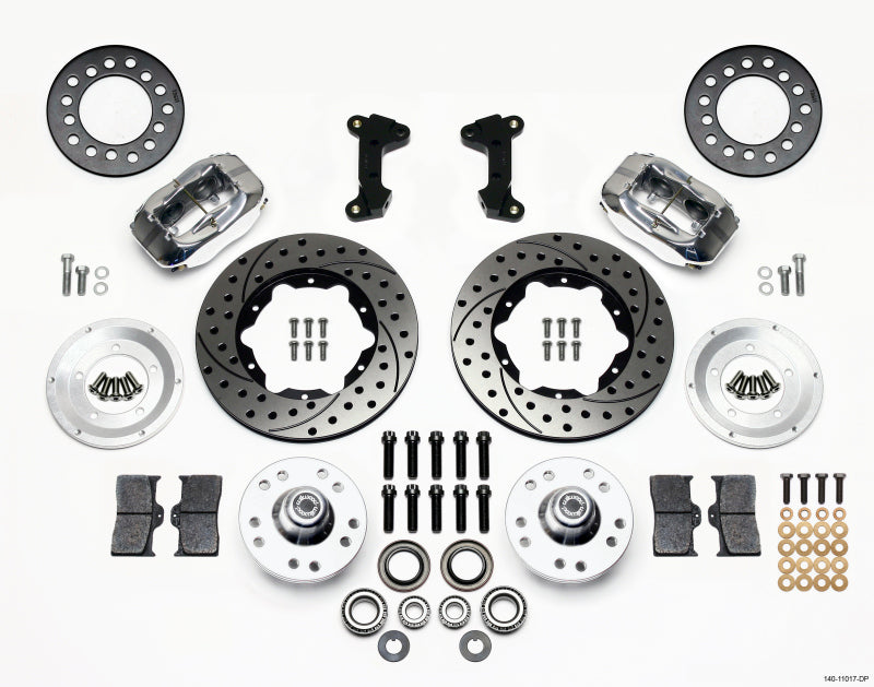 Wilwood Forged Dynalite Front Kit 11.00in Drill-Polished 74-80 Pinto/Mustang II Disc Spindle only - 140-11017-DP
