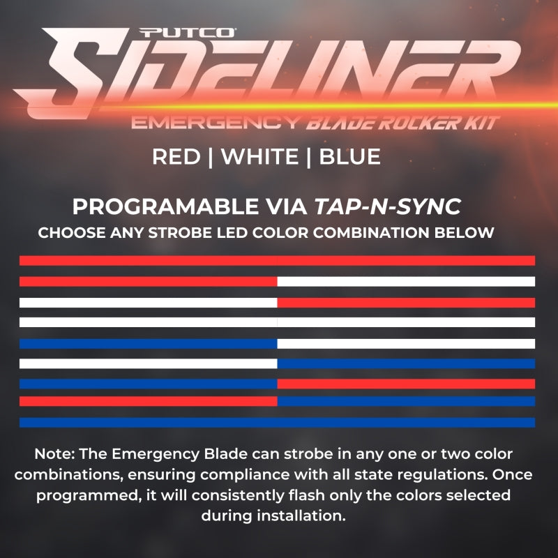 Putco 11-23 Dodge Durango Blade Rocker Kits Sideliners - Red/Blue w/ White Override - 901201660
