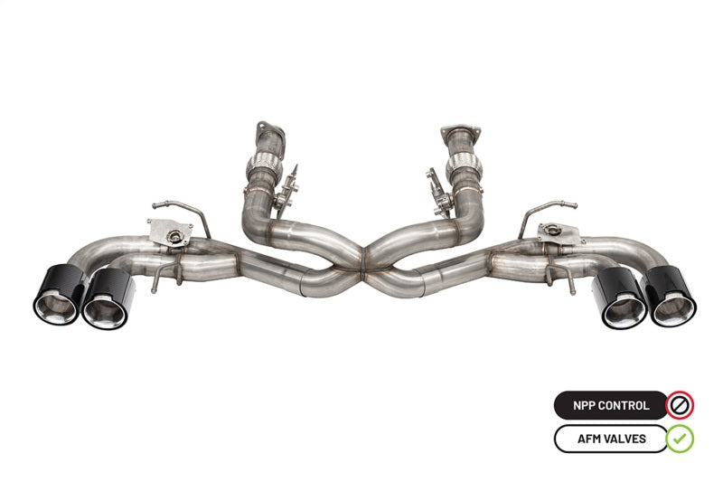 Corsa 2020-2025 Chevrolet Corvette C8 RWD 3in Delete 4 Valve Cat-Back w/NPP w/4.5in CF Polished Tips - 21106CF