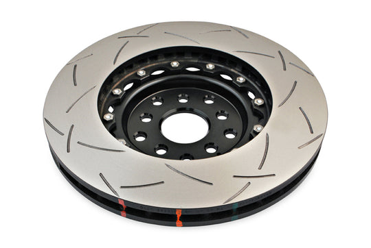 DBA 04-07 STi/2017 BRZ w/Perf. Pkg. 10 Hole Front Slotted 5000 Series 2/PC Rotor Assembled w/Blk Hat - DBA5654BLKS-10